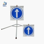 Roll Up Folding Sign - One Way Go Straight Reflective Tripod Folding Warning Sign